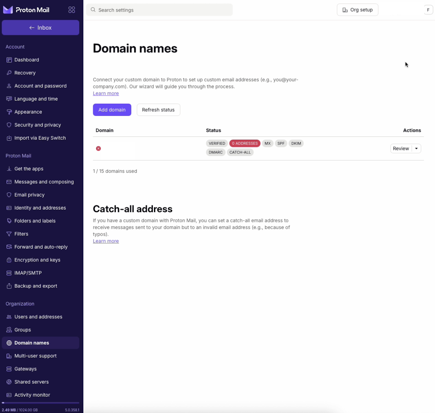 Proton domain management overview