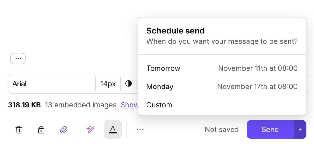 Scheduling an email in ProtonMail