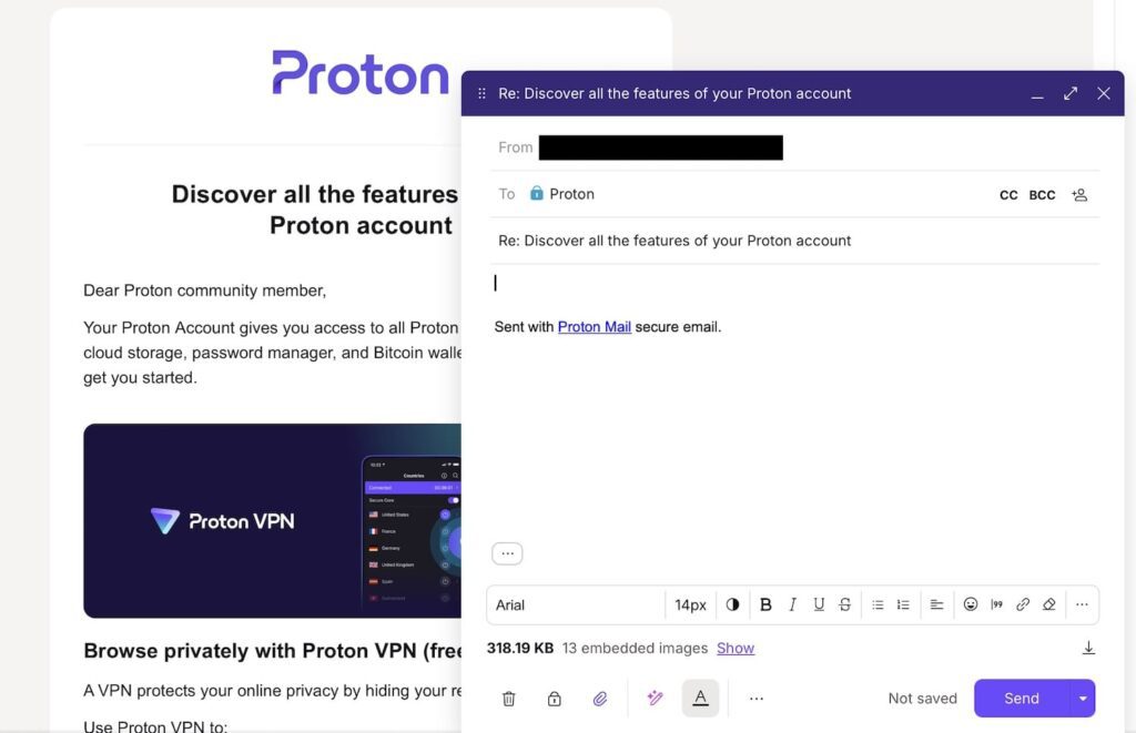 Replying to an email in ProtonMail
